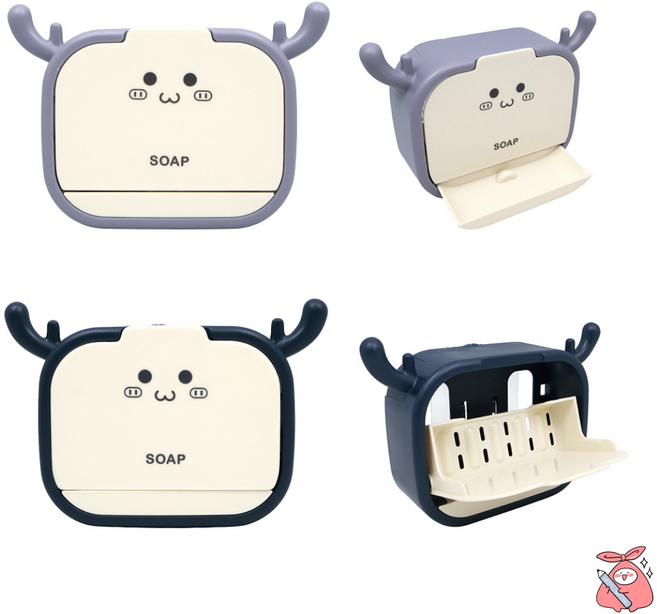 2IN1 벽부착 물빠짐 비누받침 칫솔꽂이 다용도홀더, 2. 그레이, 1개