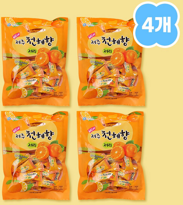 [4개묶음] 제주 천혜향 제리 감귤 젤리 제주기념품 아이간식 특산품, 4개, 300g