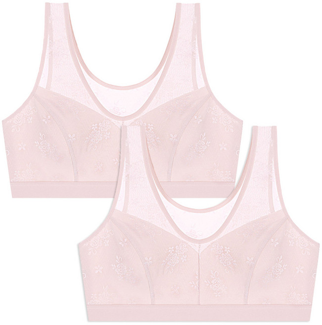 엘라운지 국내생산 홑겹 레이스 스포츠브라탑 2매세트