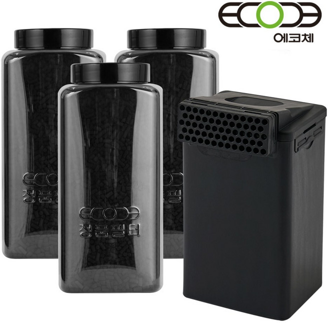 에코체 음식물처리기 활성탄 리필 필터3개+하우징필터 1개 ECC-800 ECC-888 겸용 정품, 에코체 활성탄 리필필터 3개+하우징필터1개, 에코체 활성탄 리필필터 3개+하우징필터1개, 없음