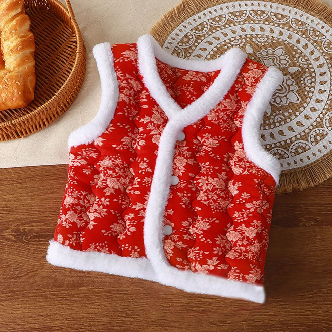 키즈 플라워 방한 김장조끼