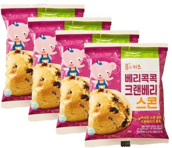 풀무원 풀스키즈 베리콕콕 크랜베리스콘, 4개, 55g