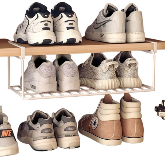 샤이닝엔젤 길이조절 신발장 다용도선반 공간활용 걸어쓰는 정리선반, 화이트, 4개