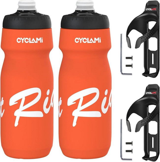 CYCLAMI Bike Water Bottle 650ml with Bottle Cage for AirTag Holder – BPA-Free Leakproof Squeeze Cy, CYCLAMI Bike Water Bottle 650m