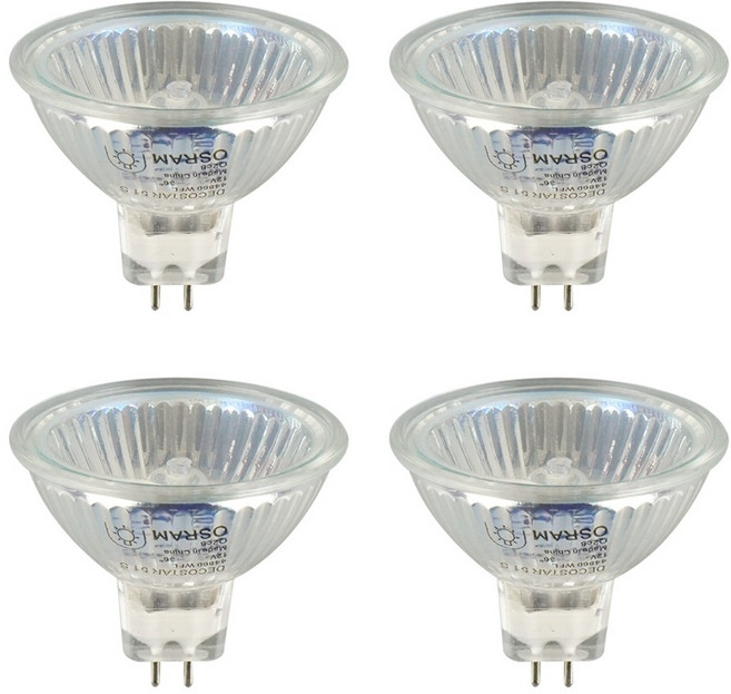 [묶음] 오스람 할로겐전구 mr16 50W 전구색 gu5.3 44870 WFL, 4개