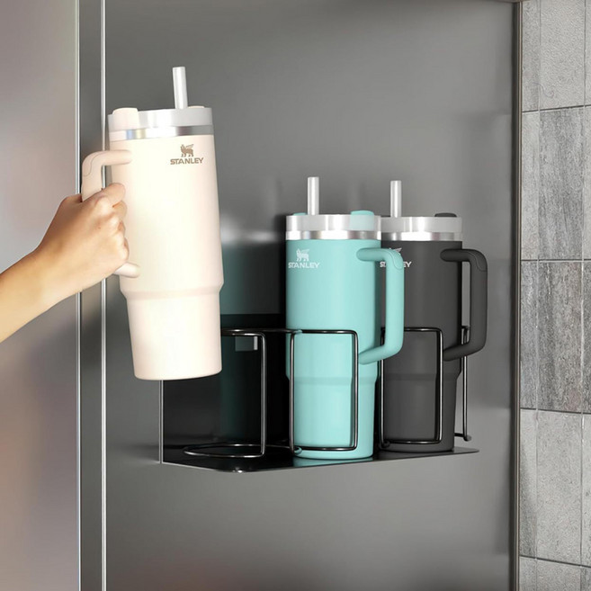 캠프맨 텀블러 자석 정리대 스탠리 텀블러 건조대 거치대, 1개, 3구-블랙