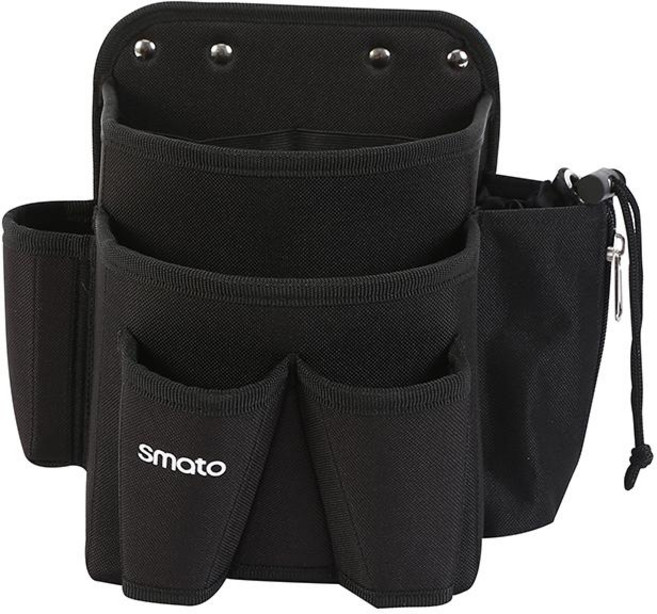 6구 다용도 공구집 포켓 1개 신형 블랙 못주머니 작업 수납 연장통 다용도 공구 주머니 벨트 연장집 공구 공구가방 카라비너 지퍼 폴리 다목적 스마토 검정색 발수 원단