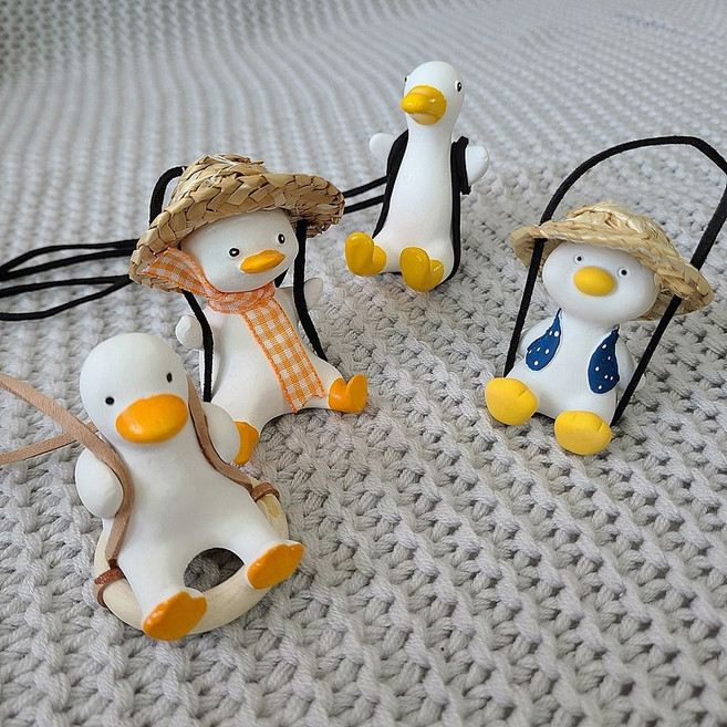 차량용 석고 오리 방향제 자동차 룸미러 디퓨저 그네타는오리, 2.줄타는 오리ㅣ클린코튼, 1개