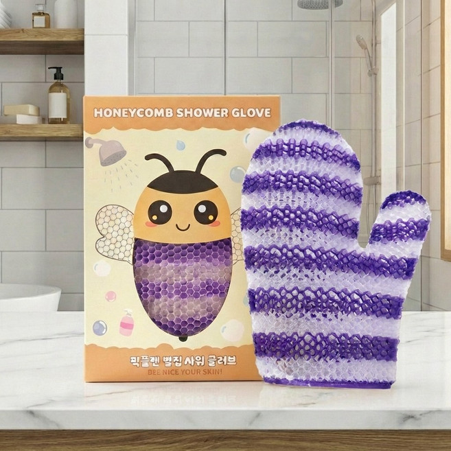 픽플랜 벌집 샤워 글러브 TPU 스트라이프 저자극 샤워장갑, 1개, 1개입, 딥 퍼플