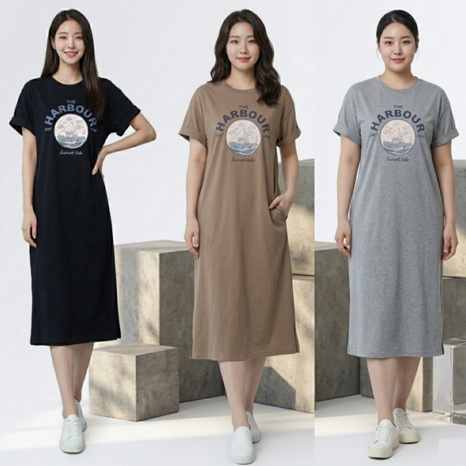 꾸밈상점 여성 여름 루즈핏 원피스 편안한 롱원피스 3종 세트