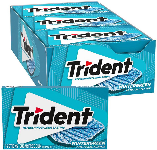 트라이던트 수박 트위스트 무설탕 껌 12팩 (총 168조각) 자일리톨 상쾌한 과일맛