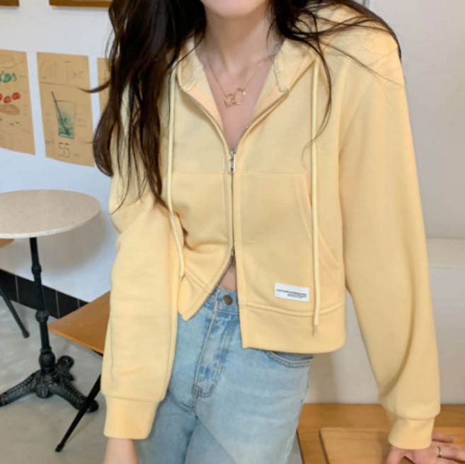 (4Color) 여성 봄 여름 투웨이 숏 크롭 후드 집업