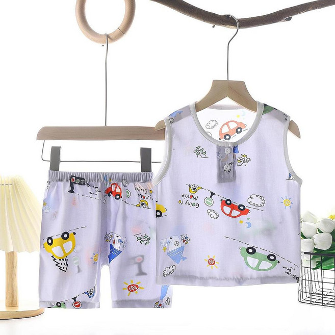 兒童棉綢背心短褲套裝