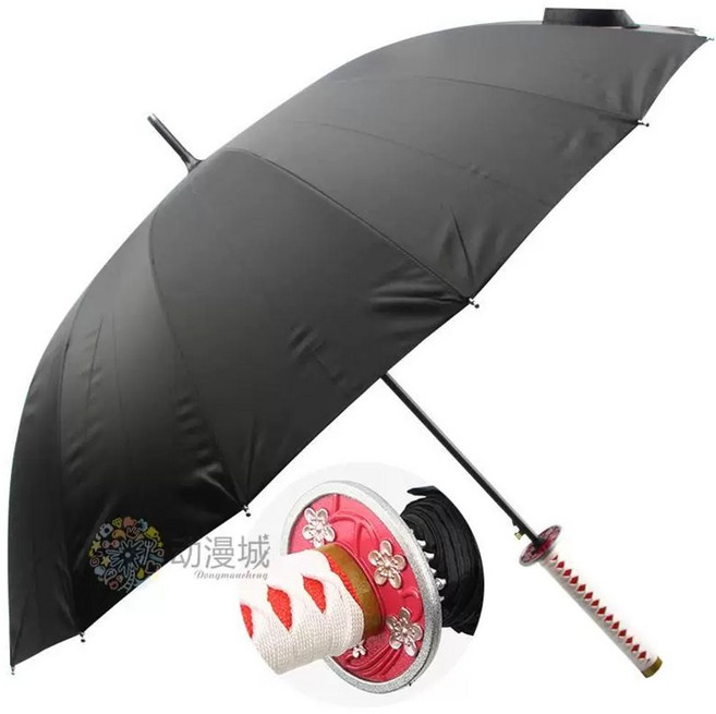 귀멸의칼날우산 검모양 장우산 사무라이 일륜도 우산 굿즈, L. 카나오 검은 우산, A. 8개 뼈