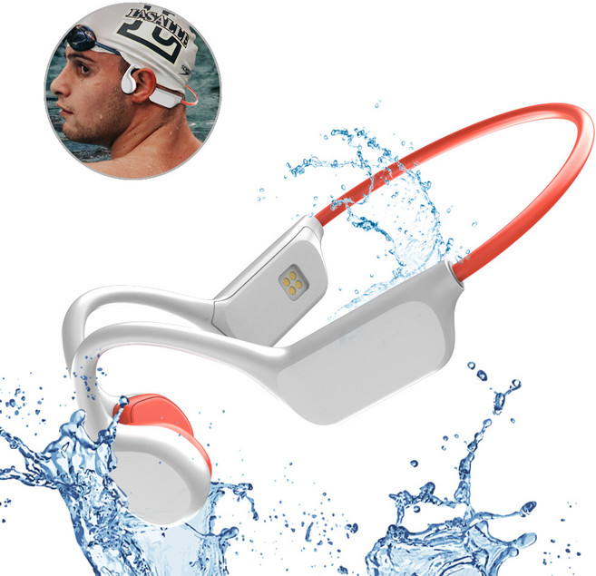 THOUSTA 넥밴드 오픈형 귀걸이형 노이즈캔슬링 무선 운동 IPX8 방수 골전도 블루투스 이어폰, 화이트