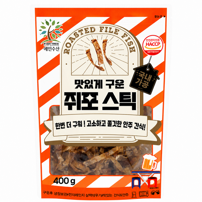 코스트코 FISH TREE 구운 쥐포 스틱 튀김 조미 쥐포채 피쉬트리, 1개, 400g