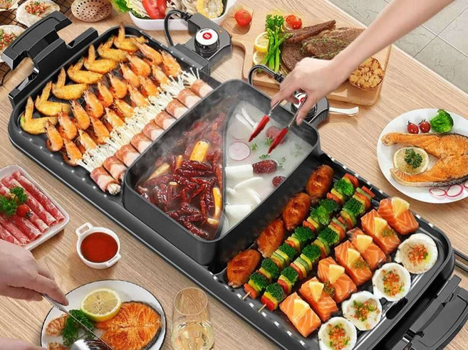 전기오븐 바베큐 그릴 삽겹살 구이 대형 냄비 겸용, 냄비+바베큐[큰둥근냄비]바베큐 22종 세트