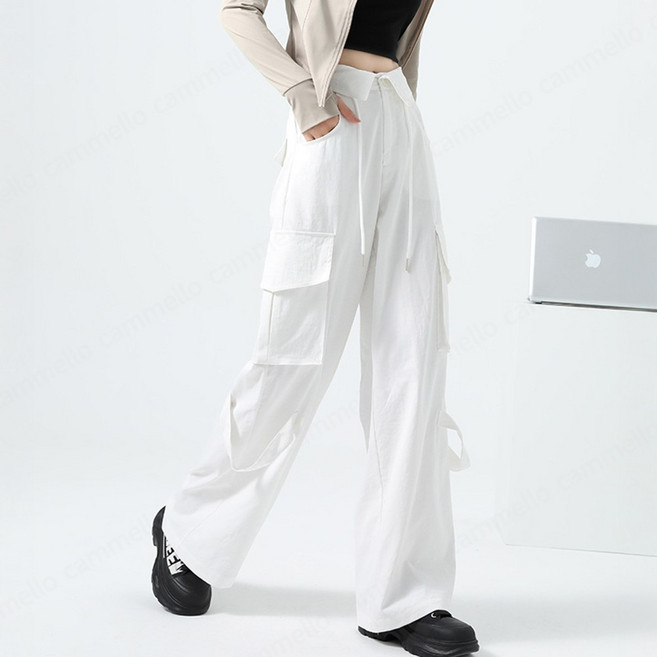 cammello 여성 와이드핏 바스락 빅 포켓 카고팬츠 하이웨이스트 봄가을 카펜터 워크팬츠