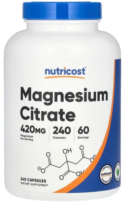 Nutricost 마그네슘시트레이트 240 캡슐(캡슐 1정당 105mg), 1개, 240정 - 쿠팡