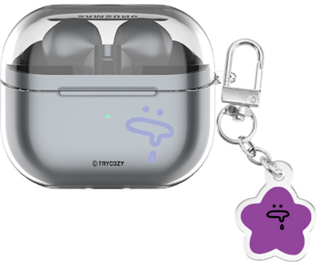 와글와글 버즈라이브/버즈3/버즈3프로 클리어 케이스 +아크릴 키링 세트, 와글와글-먹보, 버즈3/버즈3프로