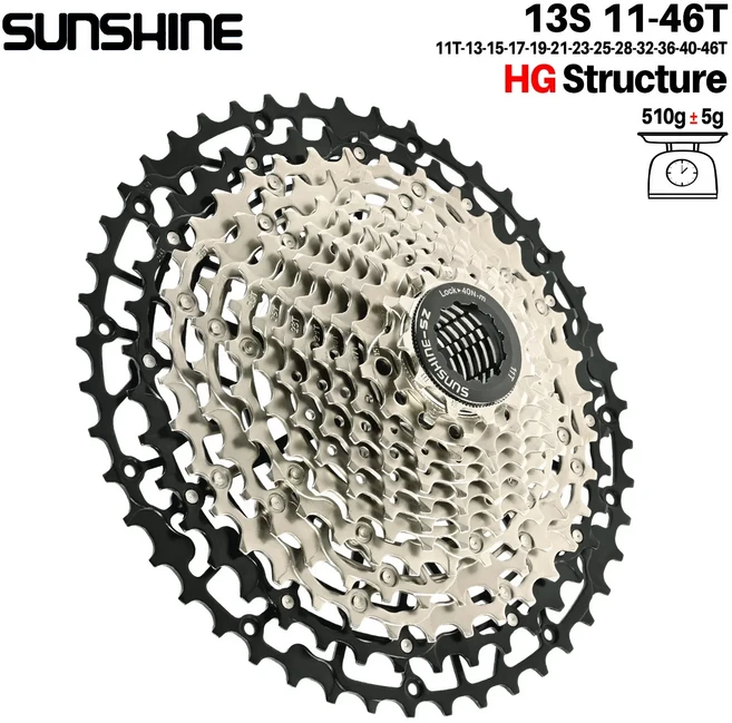 트레이닝 선샤인 13단 초경량 MTB 카세트 11 45T 스프라켓 실버 프리휠 (산악자전거용), 01 13S 11-46T Silver