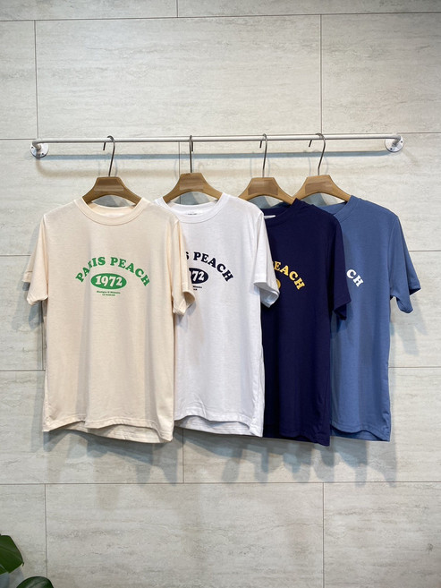 파리 피치 여름 텐셀 신축성 좋은 반팔 티셔츠