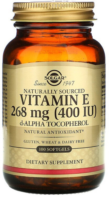 솔가 비타민E 천연 공급원 268mg 400IU 100소프트젤 글루텐 방부제 색소 미포함, 100정, 1개