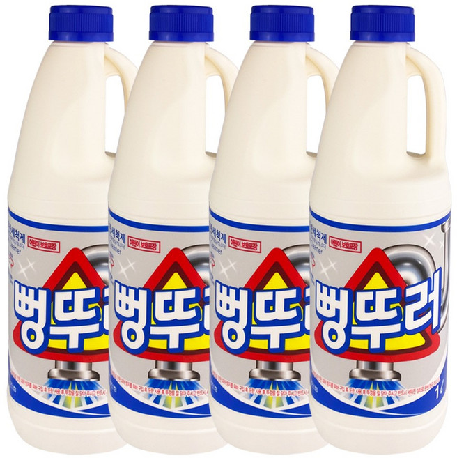 샤이린뻥뚜러 하수구 배수구 막힘 뚫어뻥 액체형 머리카락 제거 1L, 4개