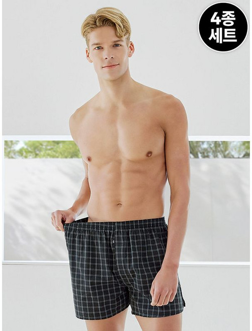 제임스딘 남성 체크 포인트 트렁크 4종 세트