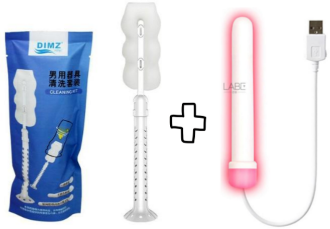 USB 히팅스틱 + 클리닝 키트 세트 성인용품 예열기 세척기 청소용 기구, 1세트, 화이트