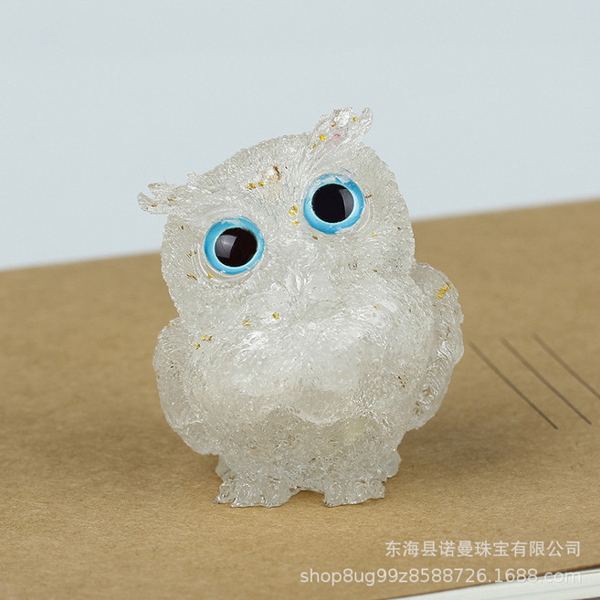 크리스털 부엉이 식탁 장식 금전운 세공품, 화이트크리스털+금박