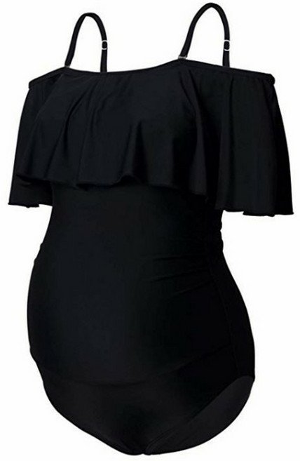여성 비키니 임산부 서스펜더 프릴 트림 수영복 여름 수영복
