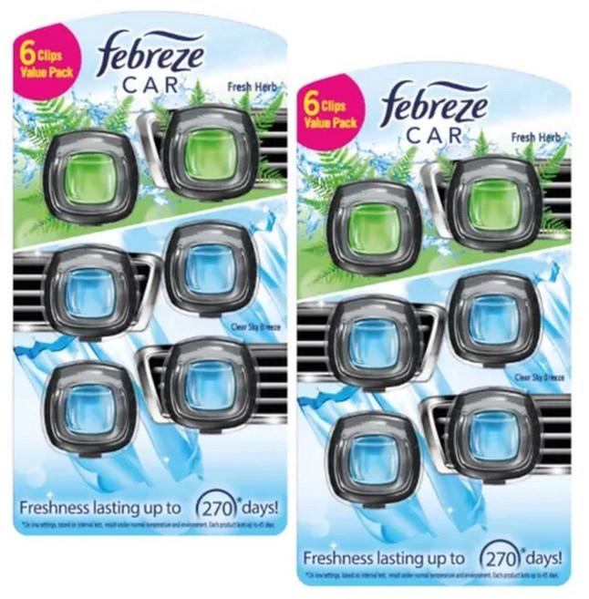 페브리즈 차량용 방향제 클립 2.2ml 6개 맑은하늘바람 & 상쾌한허브