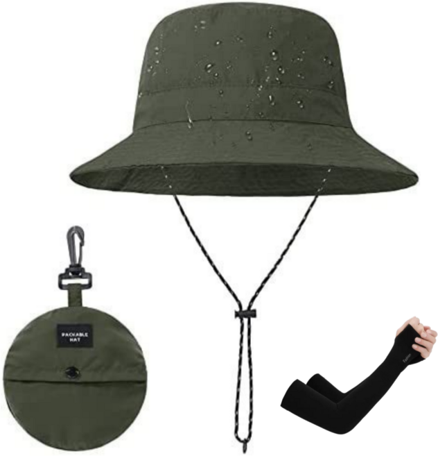 빅모스 [모자+팔토시] 패커블 버킷햇 캠핑 등산 스포츠 방수 휴대용 접이식 모자