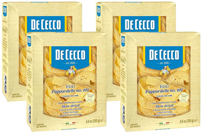 De Cecco Pasta Egg Pappardelle 데체코 파스타 계란 파파르델레, 8.8 Ounce (Pack of 4), 250g, 4개