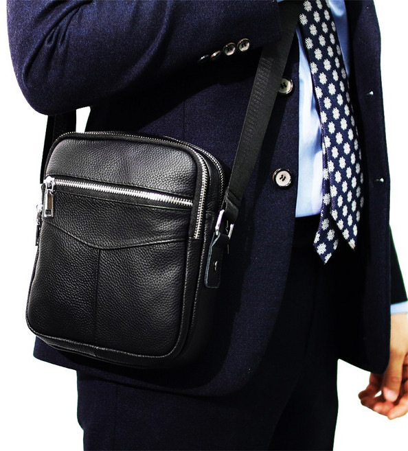 루코벤 천연 소가죽 남성 미니 크로스백