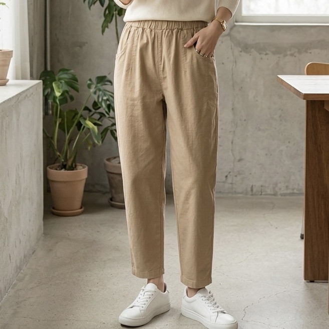 여성 밴딩 바지 배기팬츠 루즈핏 항아리핏 면 스판 여름 팬츠 편한 데일리 바지