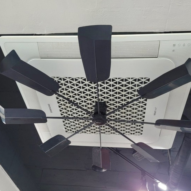 실피드 에어컨실링팬 시스템 무동력바람개비 날개 순환팬 가드 프로펠러 바람막이, 1개, 블랙