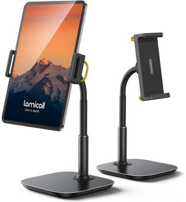 Lamicall 태블릿 스탠드 홀더 구즈넥 마운트 - 4.7-13" 태블릿 아이패드프로 12.9 Air 미니 Fire Kindle 킨들 Tabs 블랙용 360도 회전이, Black, 검은색, 1개