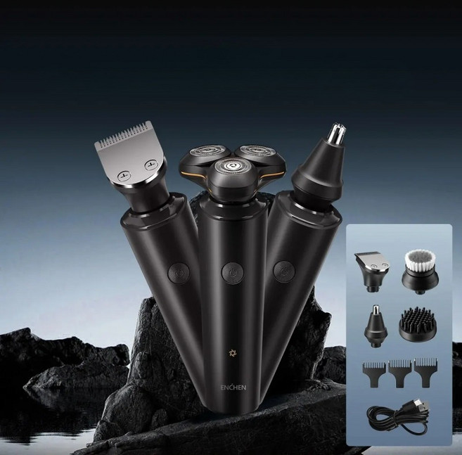5in1 방수 전기면도기 엔첸 X8S 코털제거기 바리깡 겸용 C타입, 블랙, 단일 모델
