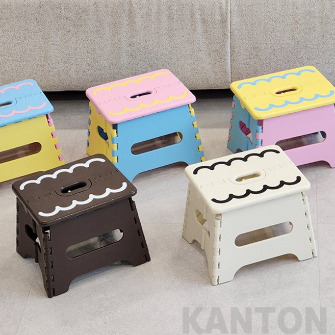 안전잠금 접이식 의자 간이 미니의자 플라스틱 소형 발받침 스툴 체어, 옐로우, 1개