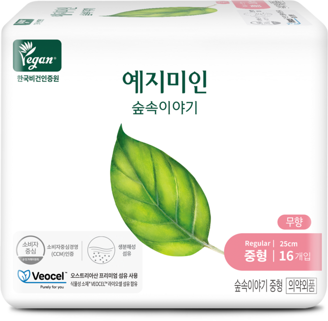 예지미인 숲속이야기 텐셀 중형 생리대 날개형, 16개입, 8개