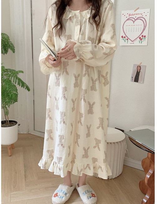 자바라몰 요루면 순면 빅사이즈 임산부 수유 원피스 잠옷