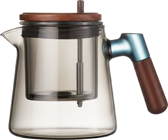 茶趣 玻璃茶壺 高硼矽耐熱材質 304不鏽鋼濾網 可拆卸內膽, 煙青, 1個, 900ml