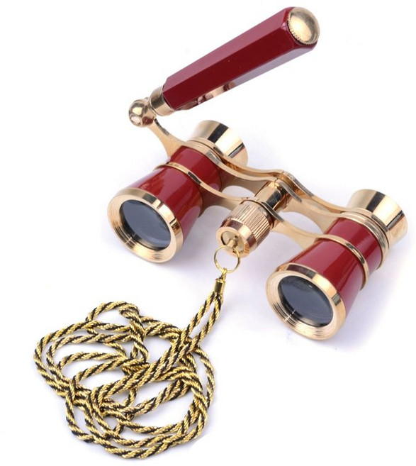 오페라 글라스 뮤지컬 망원경 체인 스포츠 휴대용, 1개, 핸들+체인 레드, 기본 색상