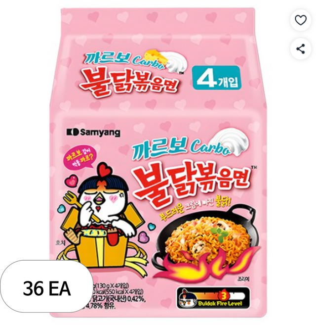 삼양 까르보 불닭볶음면 130g, 36개