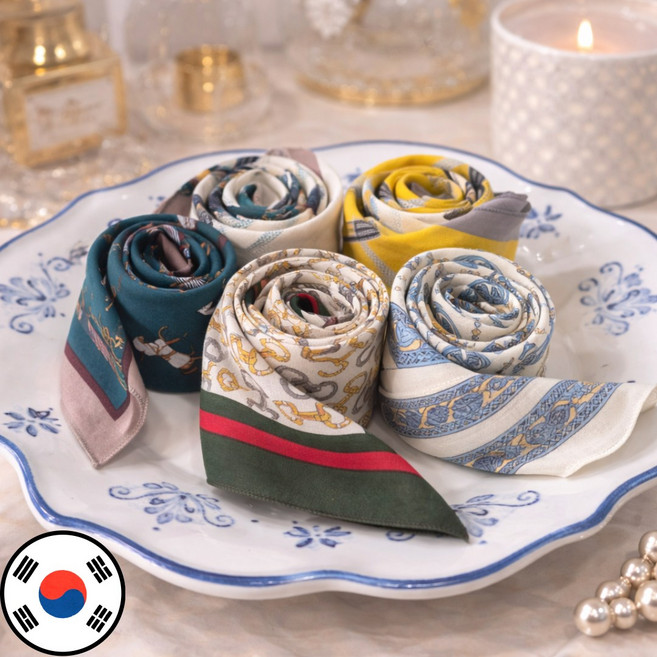 [순면 100% 국내산]엘로소피 스카프 쁘띠 목손수건 5종세트 등산 러닝 두건 사계절 다용도