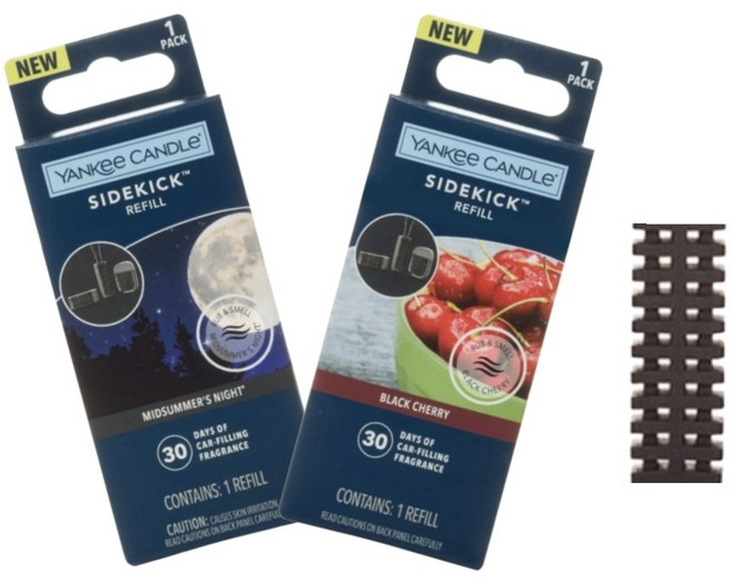 양키캔들 사이드킥 리필 미드썸머나잇 핑크샌드 블랙체리 클린코튼 바하마브리즈 레몬라벤더 벤트클립 바이저클립 펜던트, 1개, (블랙체리)