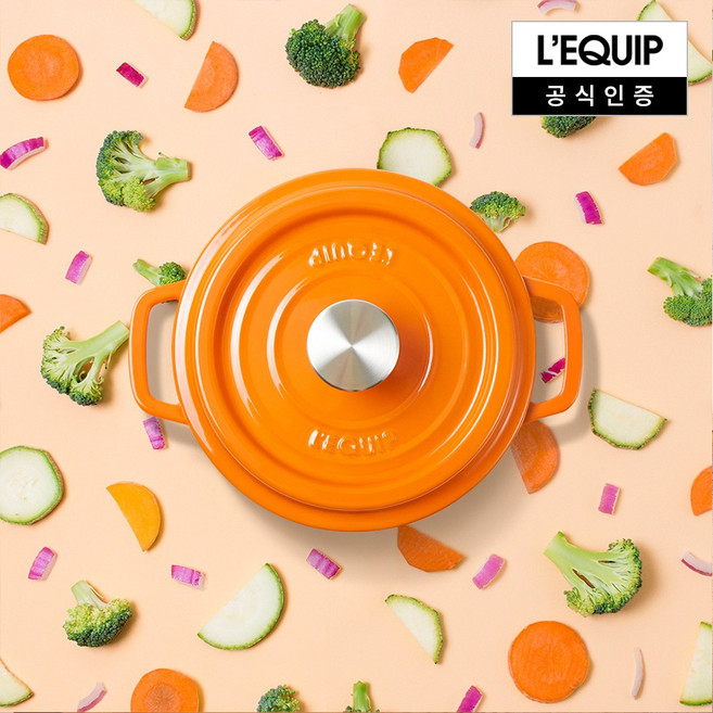 리큅 인덕션 더치오븐 무쇠냄비 LPI-18, 18cm, 글로스오렌지, 1개