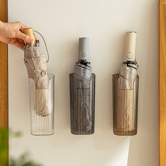 더하임 무타공 우산정리함 벽부착 벽걸이 우산보관함, 1개, 스모크 그레이